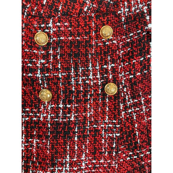 Red, Black, & White Tweed Skirt with Gold Buttons - Size 29 - Picture 2 of 4